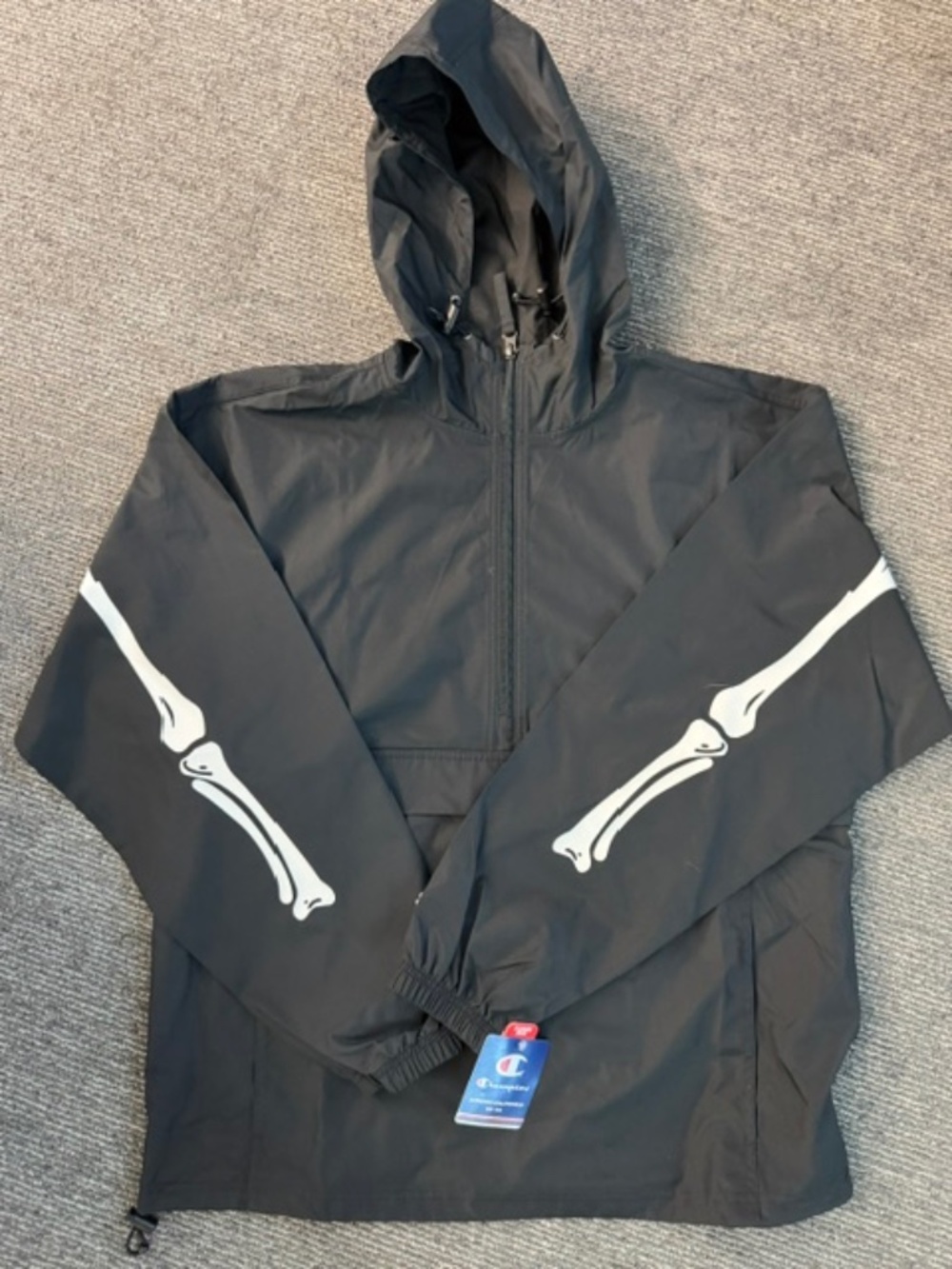 FANTA Champion Skeleton Bones Pullover Windbreaker Jacket Men's Medium--NWT
